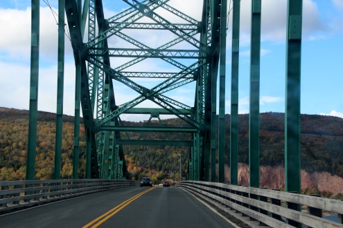 Crossing bridge to head up Kelly Mountain towards Baddeck, NS.