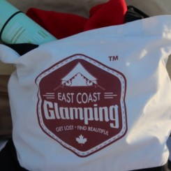 Vintage logo tote available to purchase on www.eastcoastglamping.ca